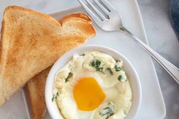 baked ricotta spinach eggs with toast