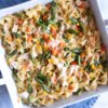 Chicken Noodle Casserole in a baking dish.