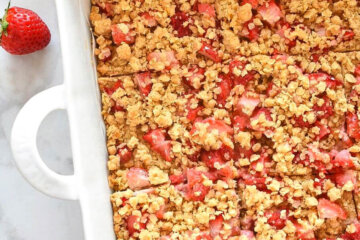 Strawberry Oat Breakfast Bars in a baking dish