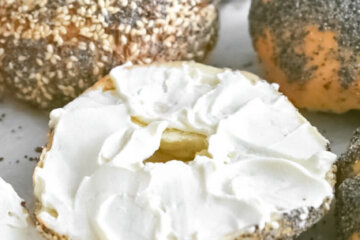 Homemade Bagel with cream cheese