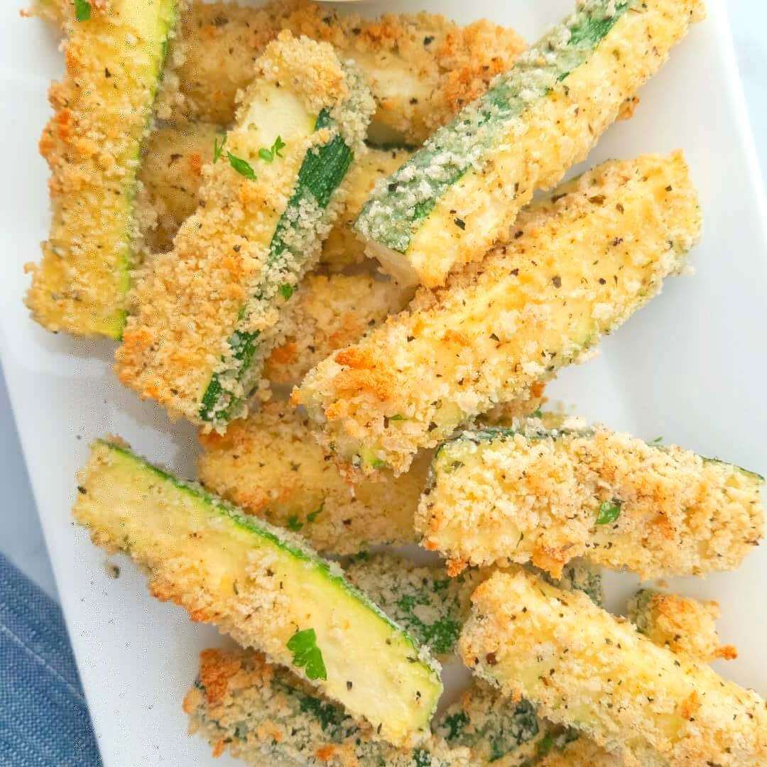 Platter of Baked Parmesan Zucchini Fries