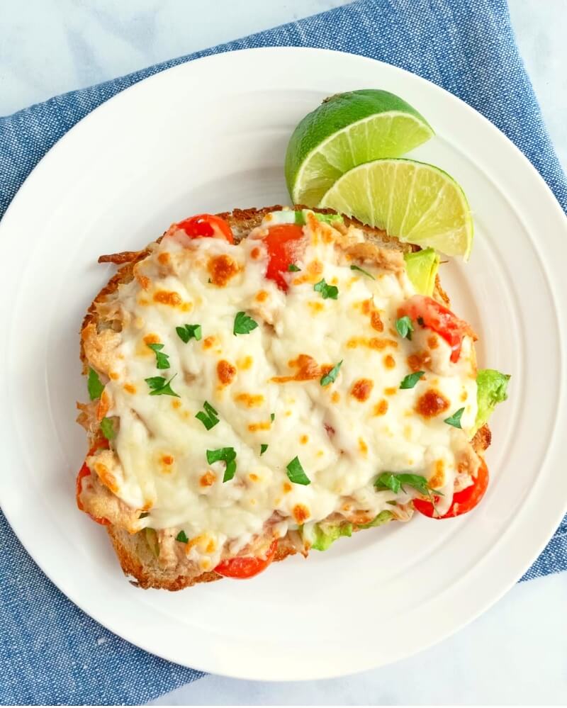 Avocado Tuna Melt on a plate