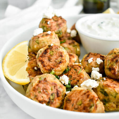 Greek Spanakopita Chicken Meatballs - Herbs & Flour