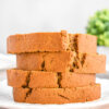 A stack of Sweet Potato Bread slices on a plate.