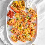 Taco Stuffed Mini Peppers with sour cream and salsa dip