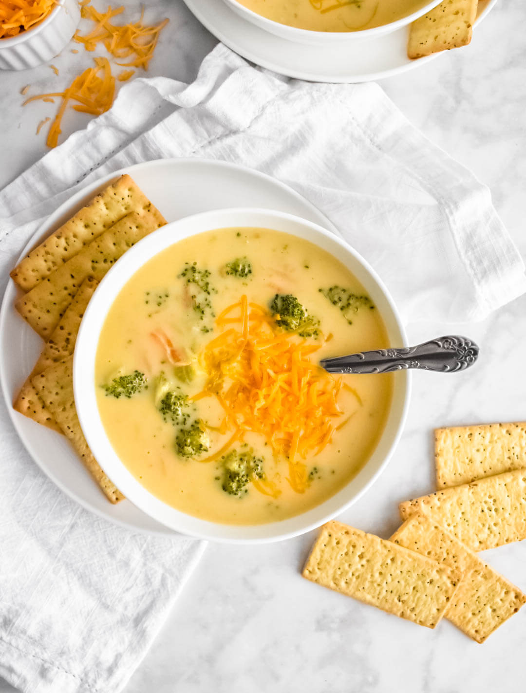 Broccoli Cheddar Soup with crackers