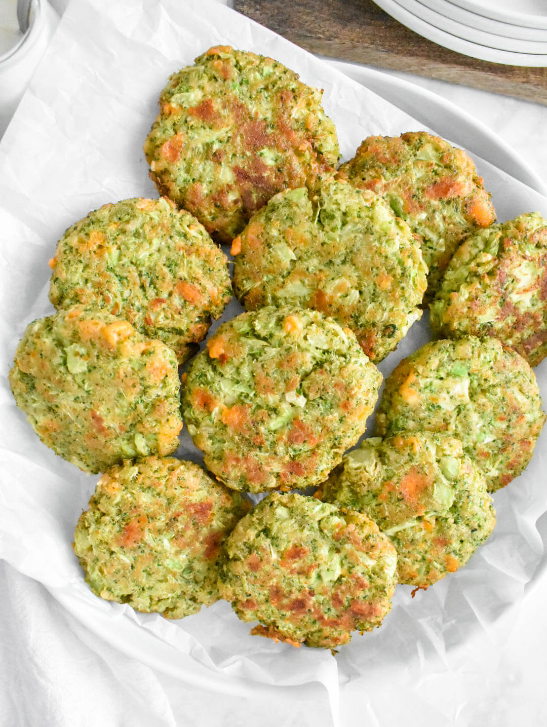 Close up of Cheesy Broccoli Fritters
