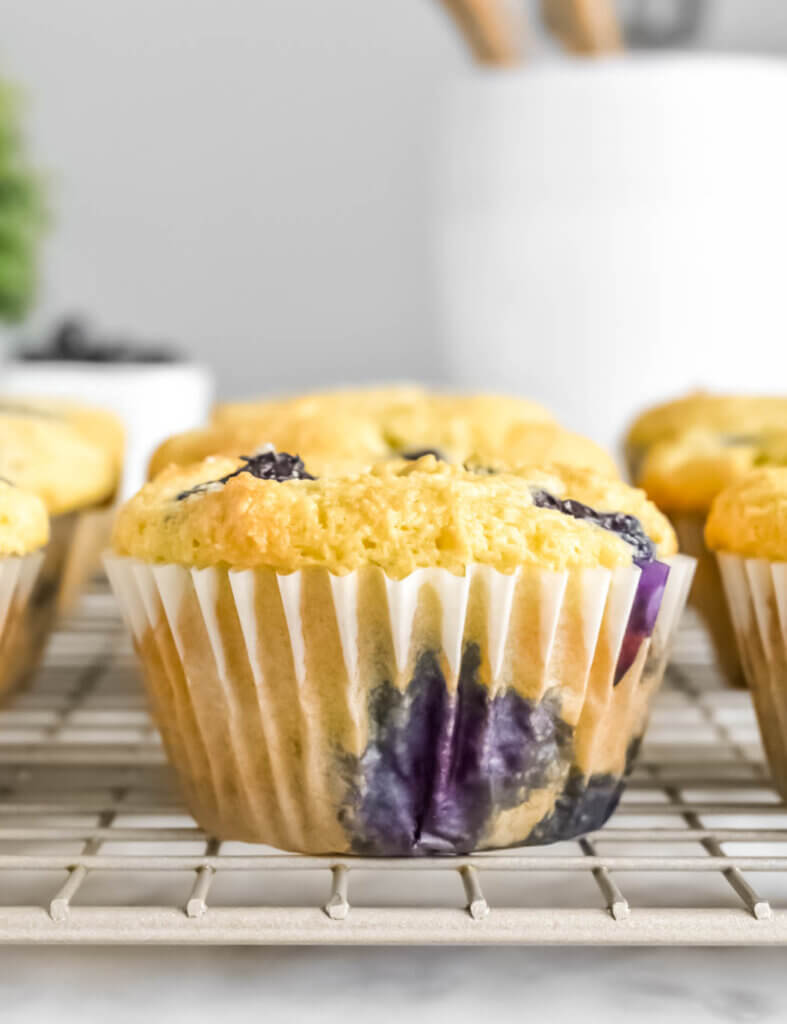 Gluten-Free Keto Blueberry Muffins on a cooling rack