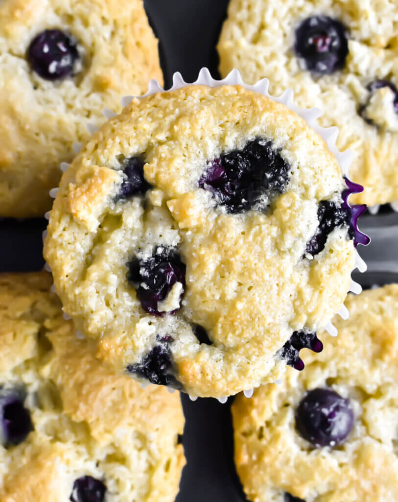 Gluten-Free Keto Blueberry Muffin tops bursting with blueberries