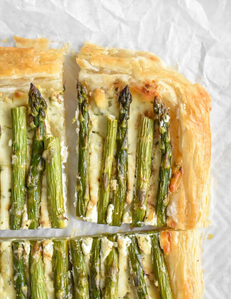 Asparagus Puff Pastry Tart slice