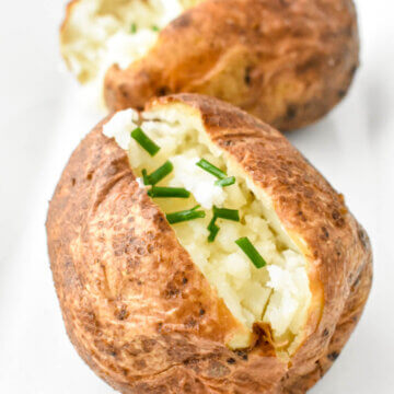 Close up of an Air Fryer Baked Potato