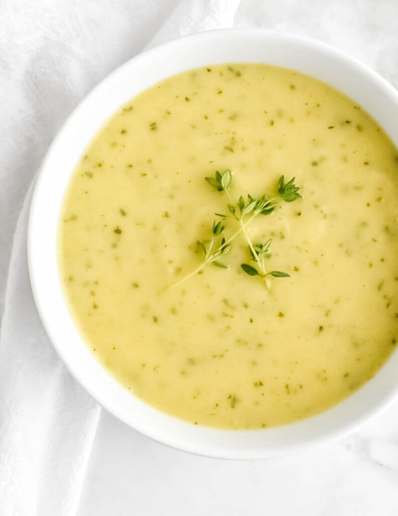 bowl of creamy zucchini soup
