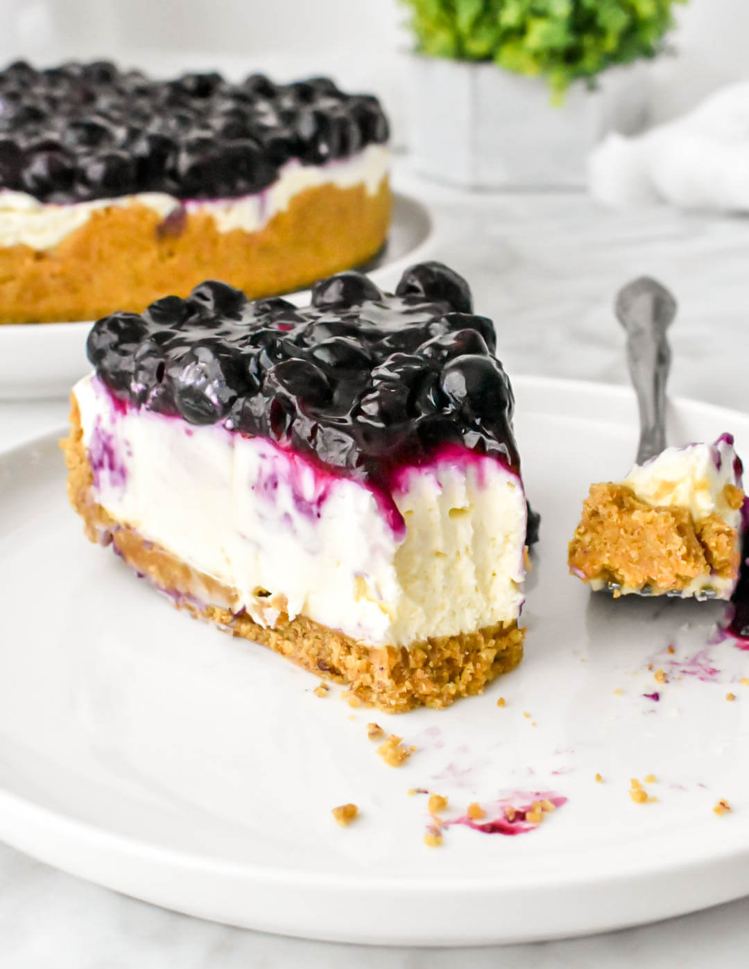 No Bake Blueberry Cheesecake - Herbs & Flour