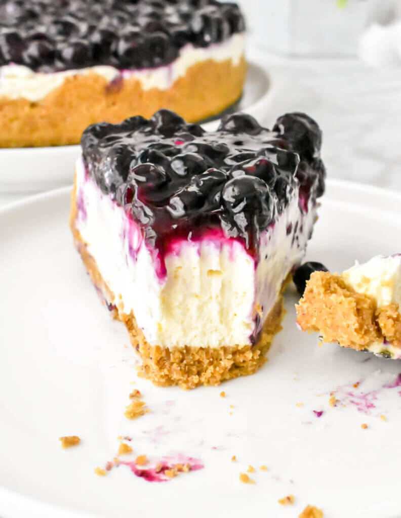 No Bake Blueberry Cheesecake slice