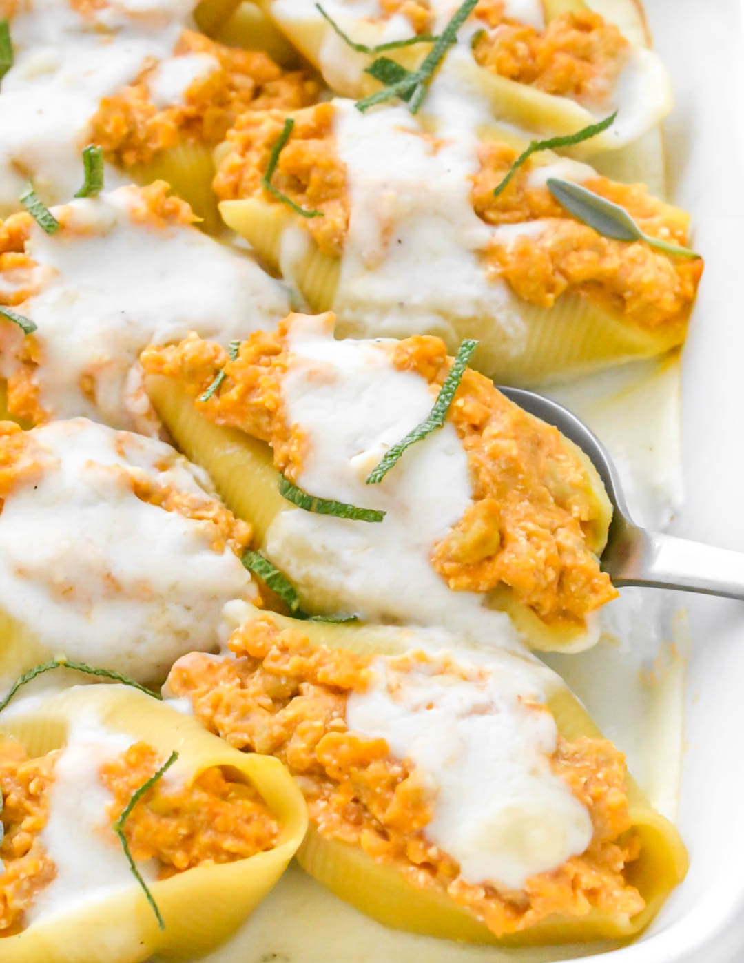 Turkey and Pumpkin Stuffed Shells - Herbs & Flour