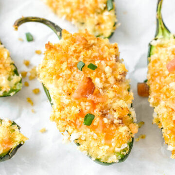 Baked Jalapeno Poppers topped with Panko Crumbs