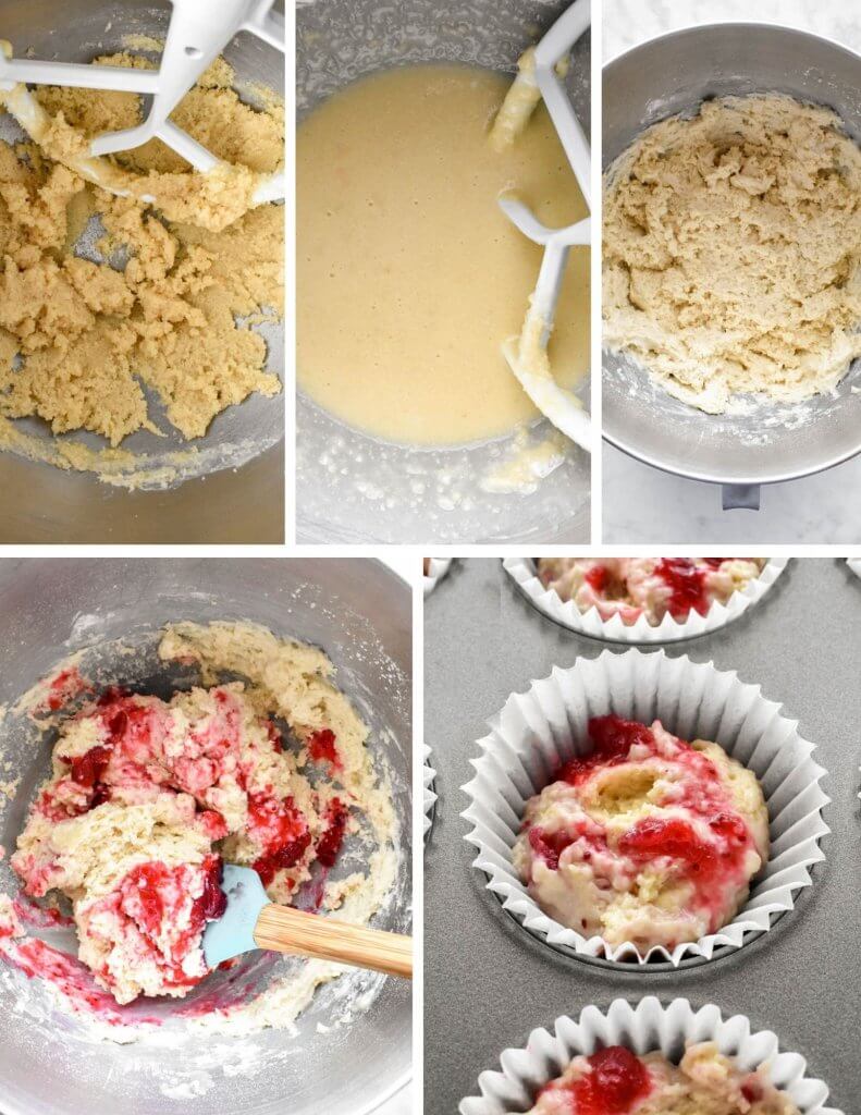 Steps for Making Cranberry Sauce Muffins
