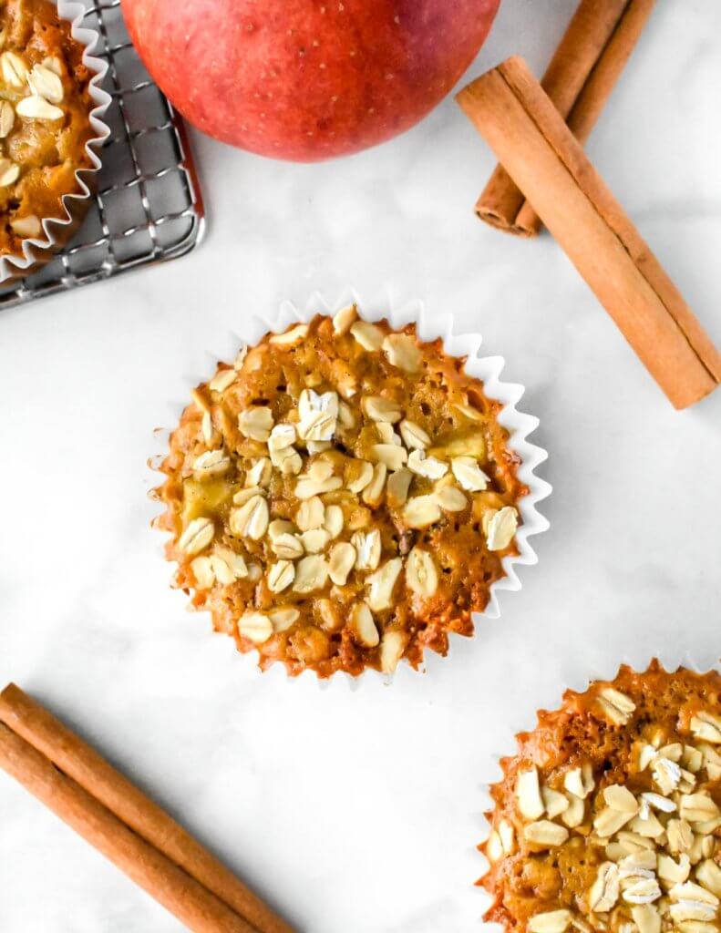 top view of healthy apple oat muffins