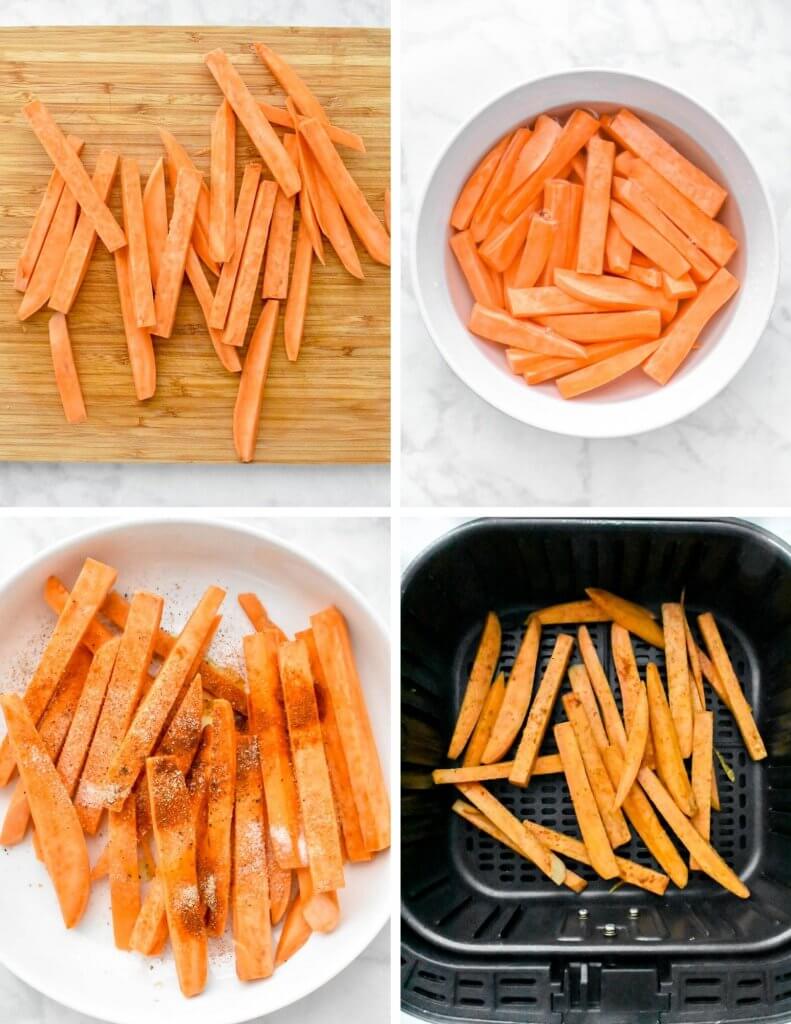 Steps for Making Air Fryer Sweet Potato Fries