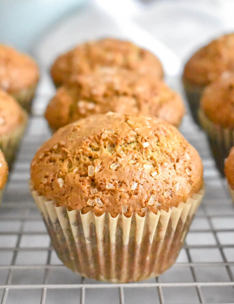 Bran Muffins with Bran Flakes on a cooling rack