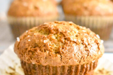 Bran Muffins with Bran Flakes topped with coarse sugar