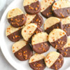 Plate of Chocolate Dipped Toffee Shortbread Cookies