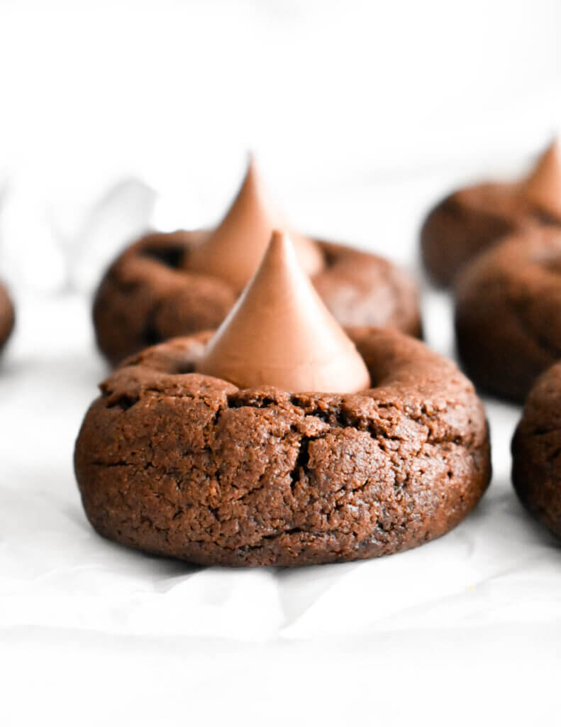 Closeup of a Chocolate Kiss Cookie