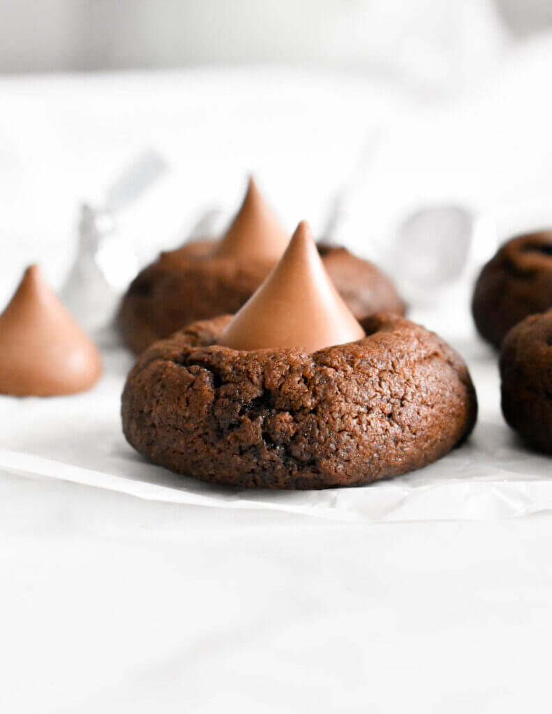 A Chocolate Kiss Cookie closeup