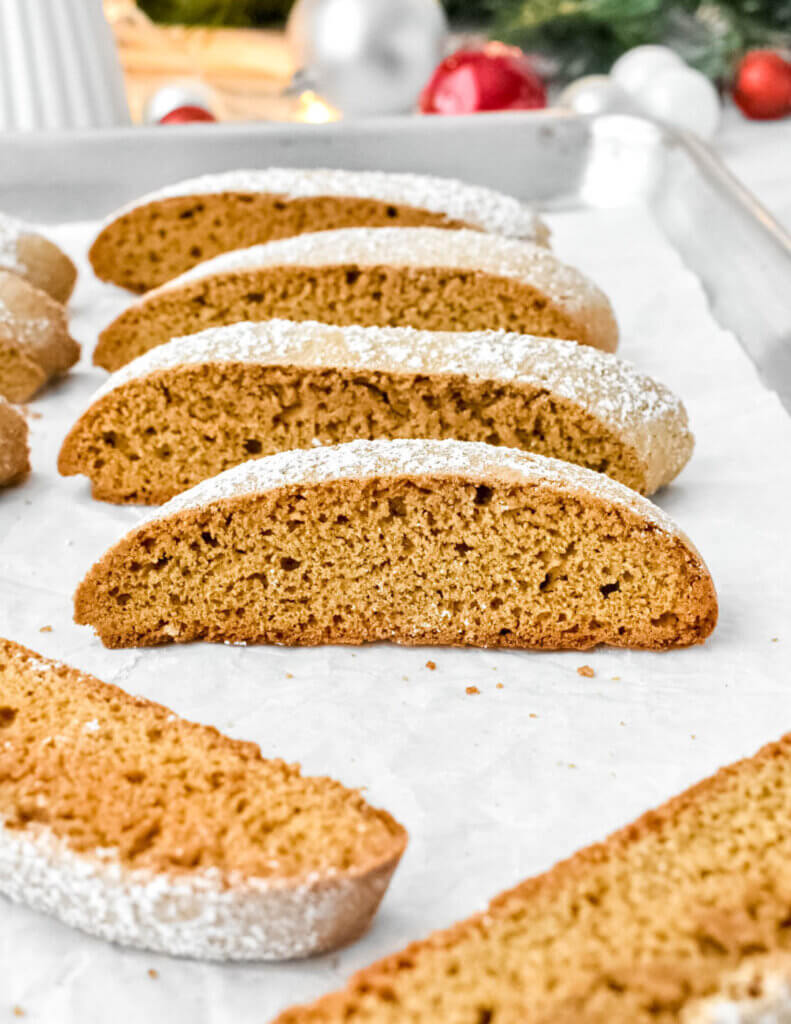 Tray of twice baked Gingerbread Biscotti