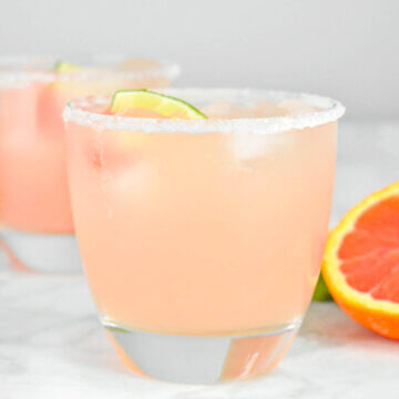 Glass of Grapefruit Margarita with a salted rim