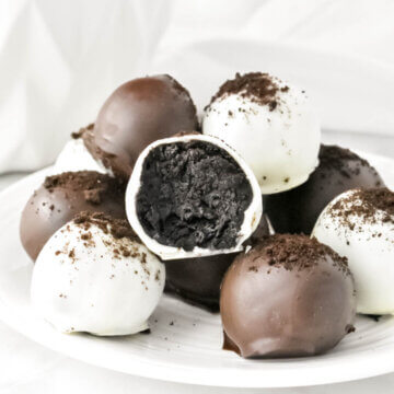 Oreo Truffles dipped in white and chocolate candy melts
