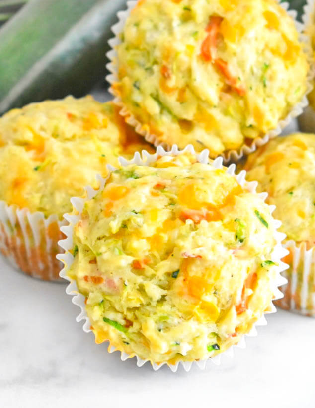 Savory Veggie Muffin top studded with shredded vegetables and cheese