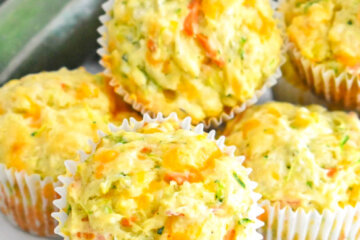 Savory Veggie Muffins with shredded zucchini, carrots and melty cheese