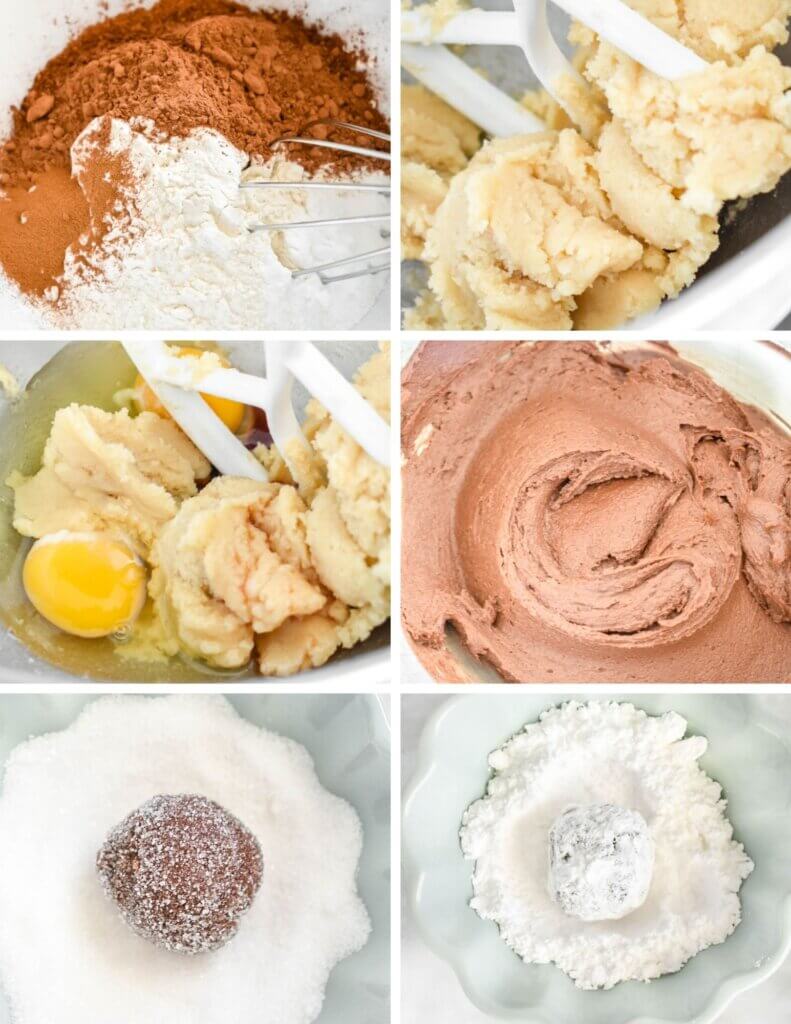 Steps for Making Chocolate Crinkle Cookies