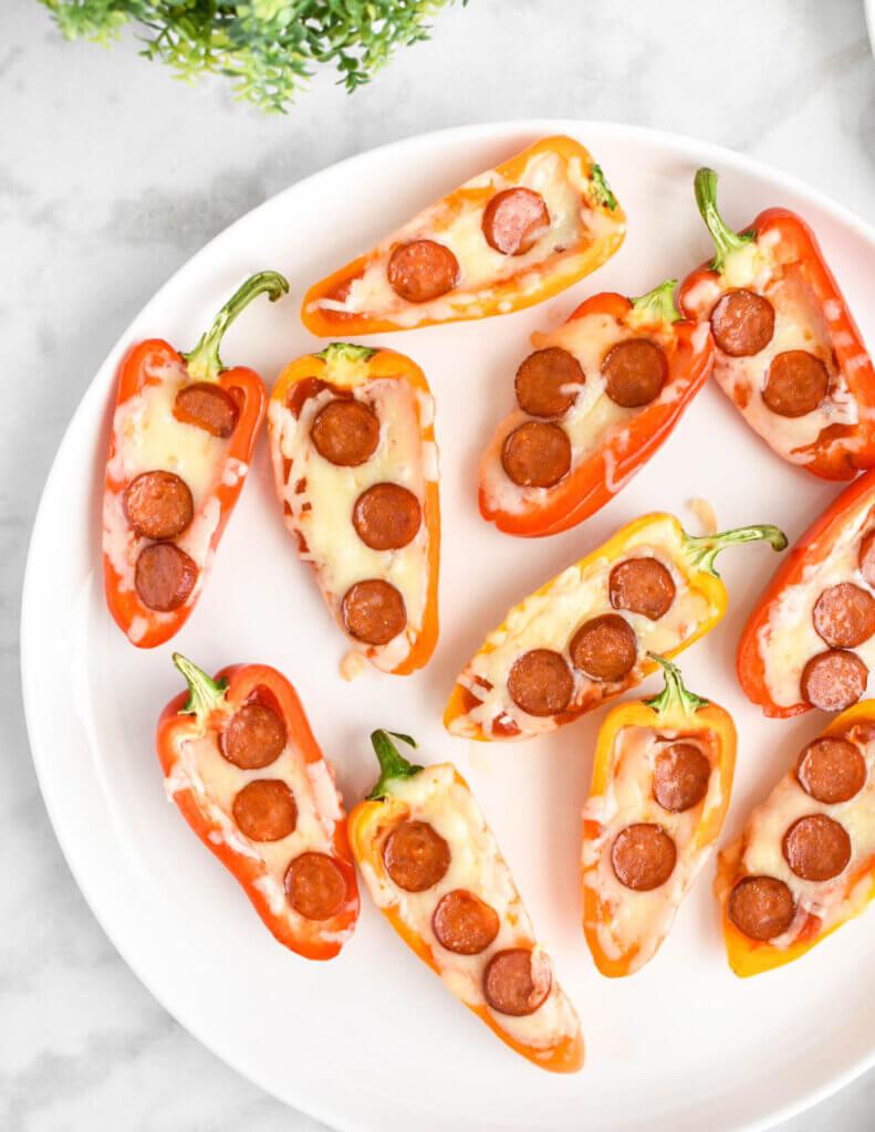 Pizza Stuffed Mini Peppers on a platter.