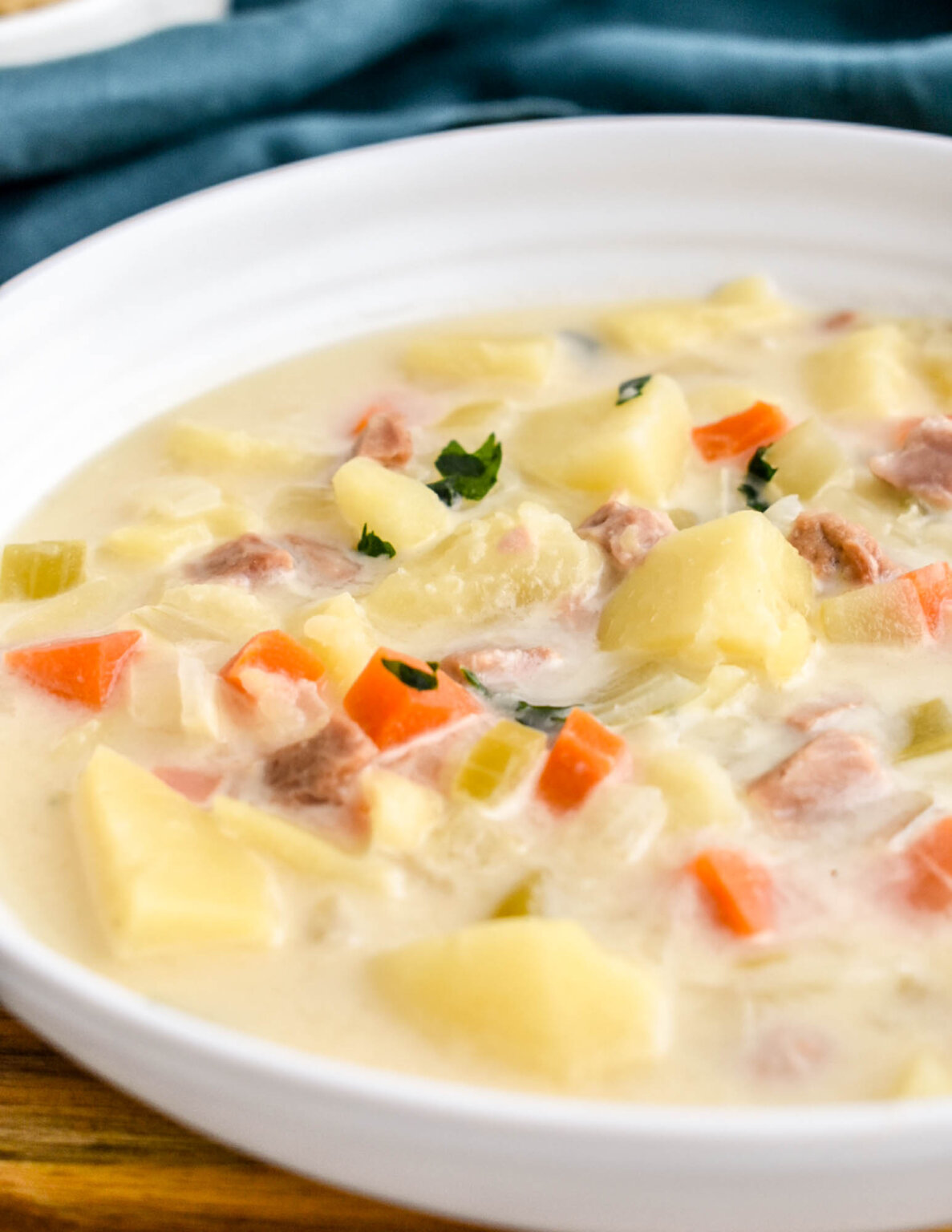 Slow Cooker Ham and Potato Soup - Herbs & Flour